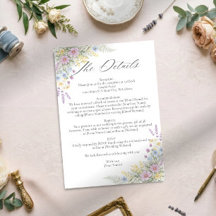 Pastel Wildflower Watercolor Floral Garden Wedding Enclosure Card