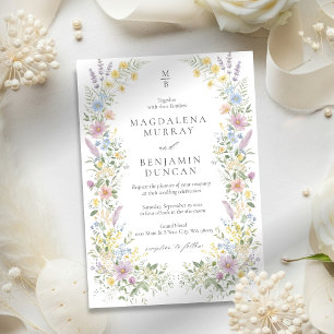 Pastel Wildflower Watercolor Floral Garden Wedding Invitation