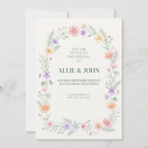 Pastel Wildflower Watercolor Floral Invitation