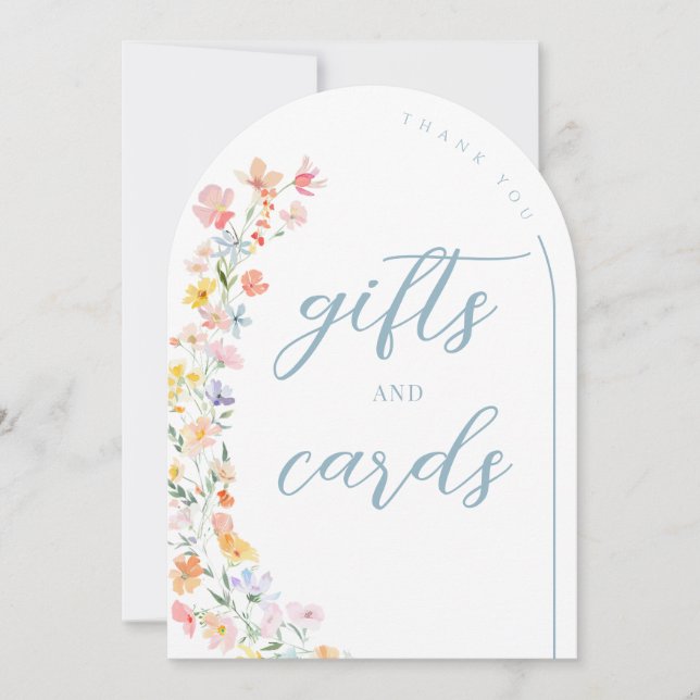 Pastel Wildflower Wedding Cards & Gifts Sign Card (Front)