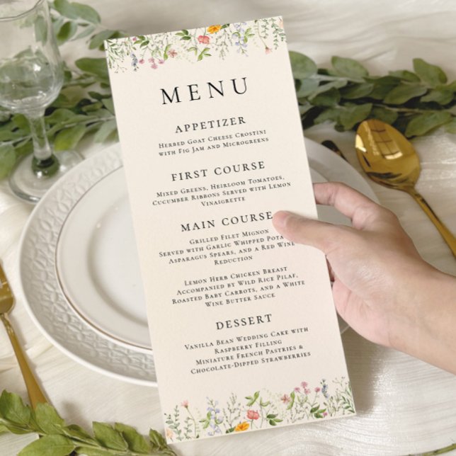 Pastel Wildflower Wedding Dinner Menu (Creator Uploaded)