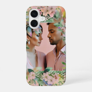 Pastel Wildflower Wedding Engagement Photo Frame iPhone 16 Case