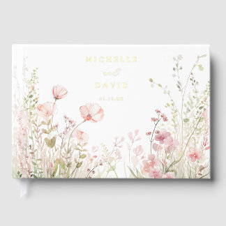 Pastel Wildflower Wedding Guest Book