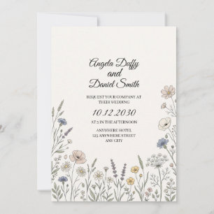Pastel Wildflower Wedding Invitation