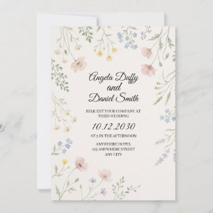 Pastel Wildflower Wedding Invitation