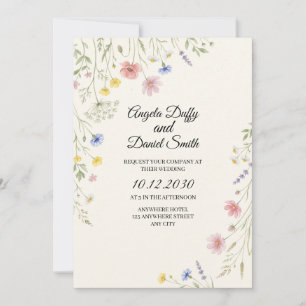 Pastel Wildflower Wedding Invitation