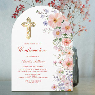 Pastel Wildflowers Arch Confirmation Invitation