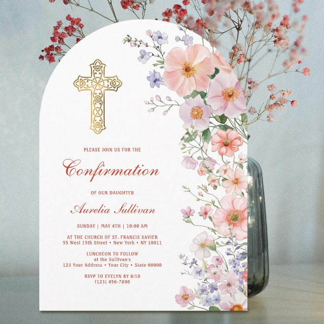 Pastel Wildflowers Arch Confirmation Invitation (Creator Uploaded)