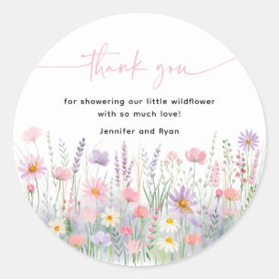 Pastel Wildflowers Baby Shower Classic Round Sticker