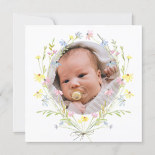 Pastel Wildflowers Baptism Thank You Card
