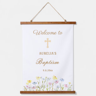 Pastel Wildflowers Baptism Welcome Hanging Tapestry