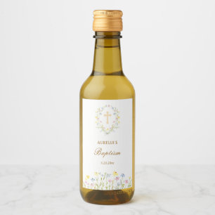 Pastel Wildflowers Baptism Wine Label