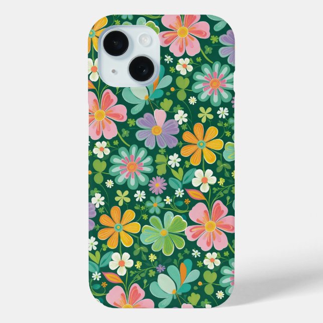 Pastel Wildflowers In Pink Purple Orange And Green Case-Mate iPhone Case (Back)