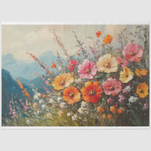 Pastel Wildflowers Oil Painting Decoupage Tissue Paper