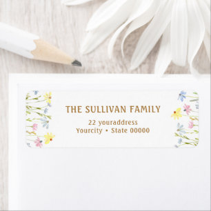 Pastel wildflowers return address label
