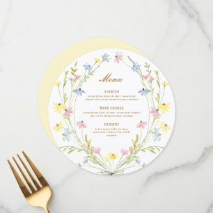 Pastel Wildflowers Round Menu