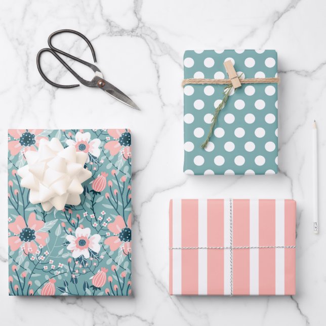Pastel Wildflowers Wrapping Paper Set (Front)