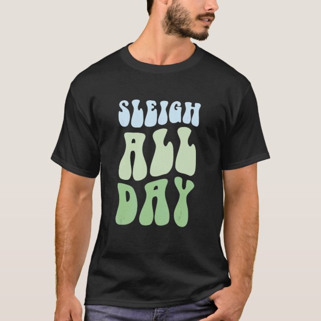 Pastel Winter Christmas Sleigh All Day T-Shirt (Front)