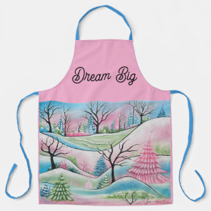 Pastel Winter Forest Whimsical Art Apron