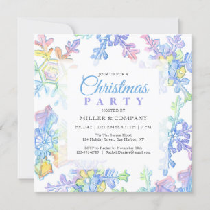 Pastel Winter Snowflakes Corporate Christmas Party Invitation