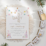 Pastel Winter Wonderland BBQ Baby Shower Invitation<br><div class="desc">This Pastel Winter Wonderland BBQ Baby Shower Invitation design is an adorable pastel sugar plum fairytale, featuring a clean minimalist white background for black and golden brown text with handwritten script, creating a simple and neutral modern style. This classic arrangement is sweetly embellished with cheerful festive garlands of Christmas ornaments...</div>