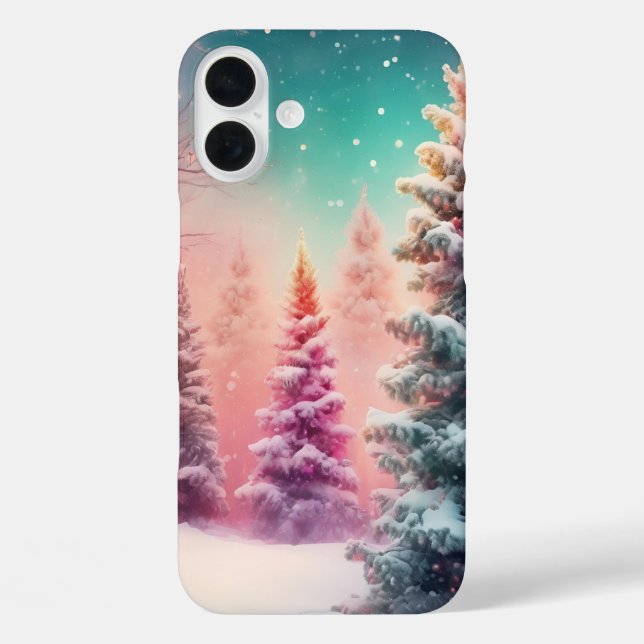  Pastel Winter Wonderland with Snow-Covered Trees Case-Mate iPhone Case (Back)