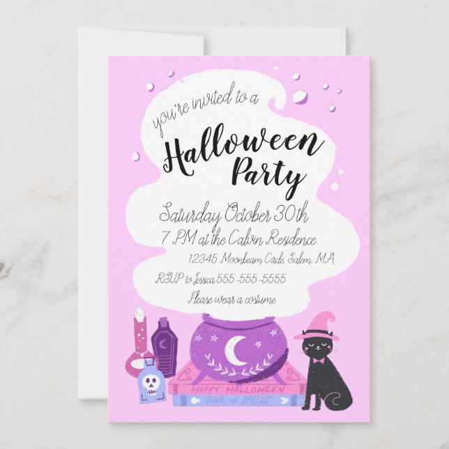 Pastel Witch Halloween Party Invitation (Front)
