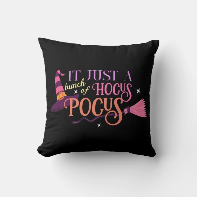 Pastel Witch Hocus Pocus Halloween Hat Broomstick Cushion (Front)