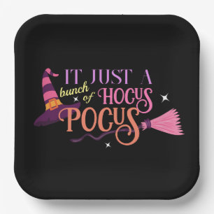 Pastel Witch Hocus Pocus Halloween Hat Broomstick Paper Plate