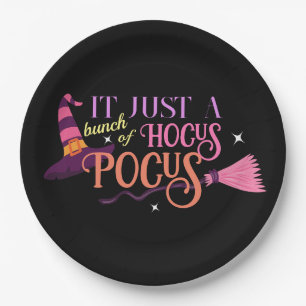 Pastel Witch Hocus Pocus Halloween Hat Broomstick Paper Plate