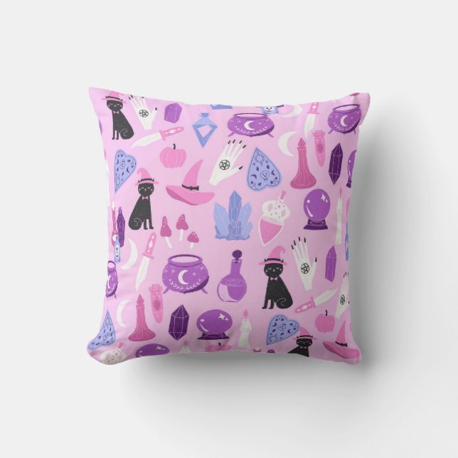 Pastel Witch pattern illustrated Cushion (Front)