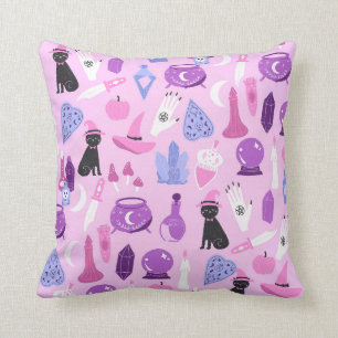 Pastel Witch pattern illustrated Cushion
