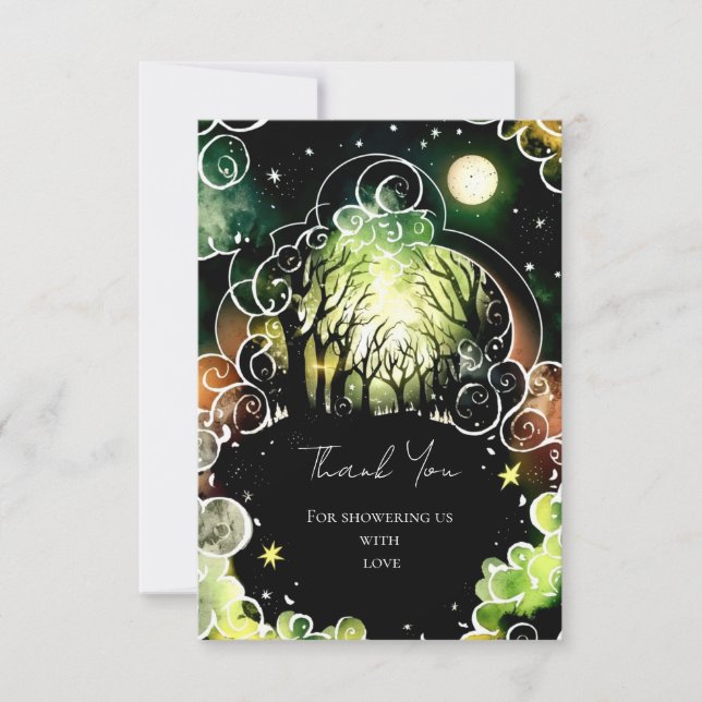 Pastel Woodland Baby Shower  Thank You Card (Front)