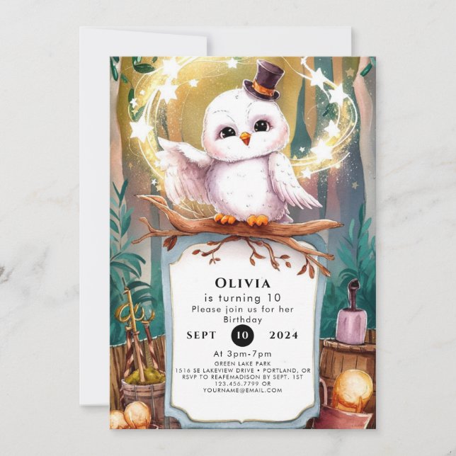Pastel Woodland Owl Birthday  Invitation (Front)