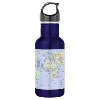 Pastel World Map With Country Names – Personalized 532 Ml Water Bottle