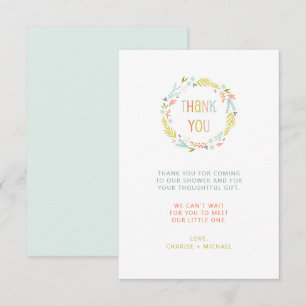 Pastel Wreath baby shower thank you note Card