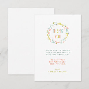 Pastel Wreath baby shower thank you note Card