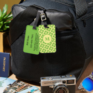 Pastel Yellow and apple green flower pattern Luggage Tag