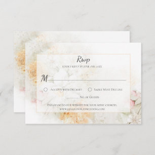 Pastel Yellow and Pink Watercolor Roses RSVP