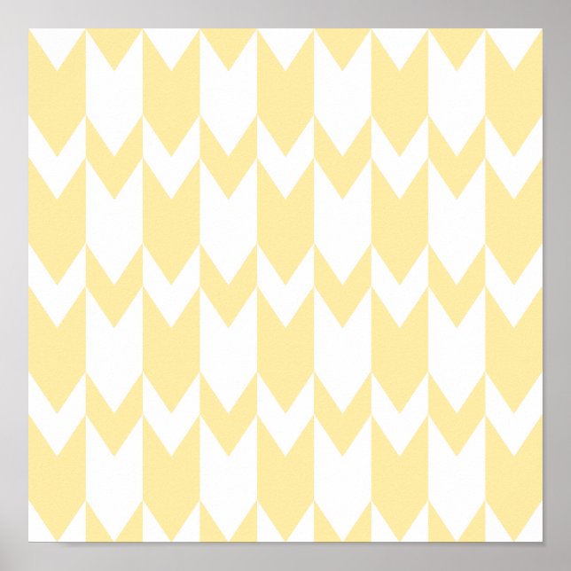Pastel Yellow and White Chevron Pattern. Poster (Front)