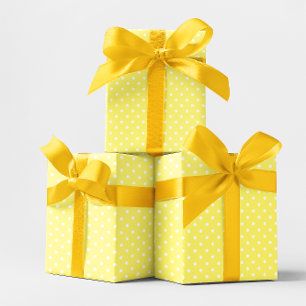 Pastel Yellow and White Small Polka Dot Wrapping Paper