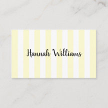Pastel Yellow and White Stripes Business Card