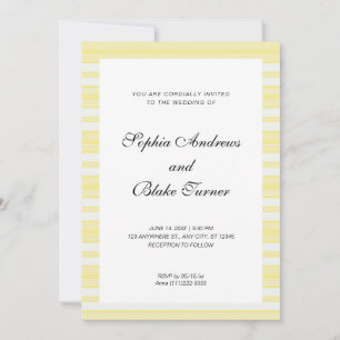 Pastel Yellow and White Stripes Modern Wedding Invitation