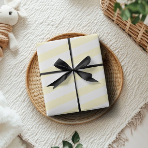 Pastel Yellow and White Wide Horizontal Striped Wrapping Paper