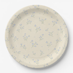 Pastel Yellow Blue Floral Vintage Baby Shower Paper Plate