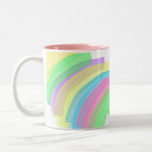 Pastel Yellow Blue Pink Abstract Art Happy Vibes Two-Tone Coffee Mug