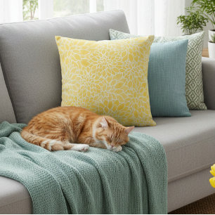 Pastel yellow dahlias cushion