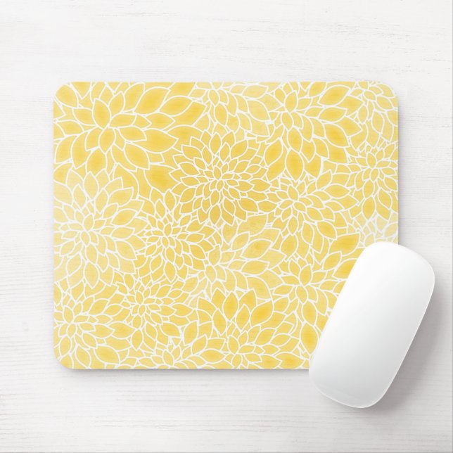 Pastel yellow dahlias mouse mat (With Mouse)