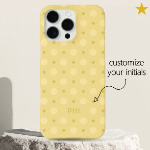 Pastel Yellow Dots Pattern Custom Name Initials iPhone 16 Pro Max Case