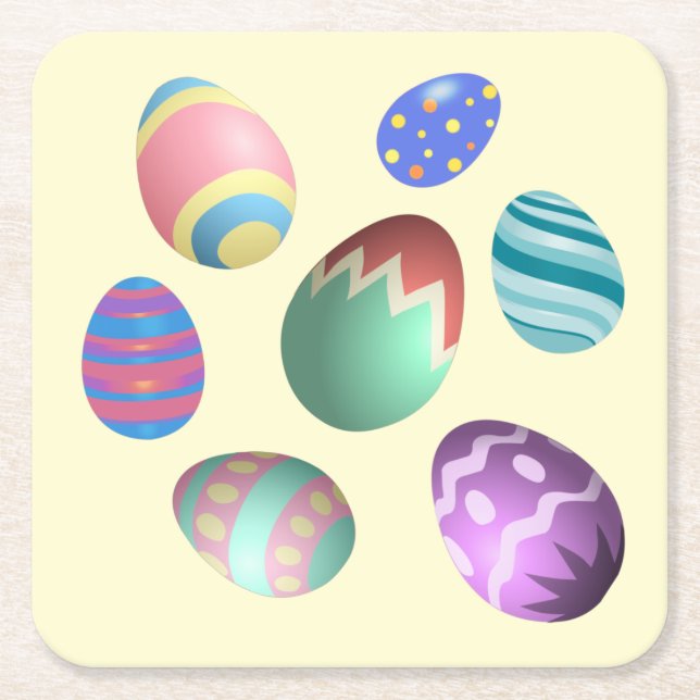 Pastel Yellow Easter Egg Easter Party Egg Hunt Fun Square Paper Coaster (Front)